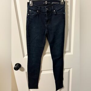 7 For All Mankind Dark Blue Skinny Jeans 25 VGUC W 13” inseam 28”